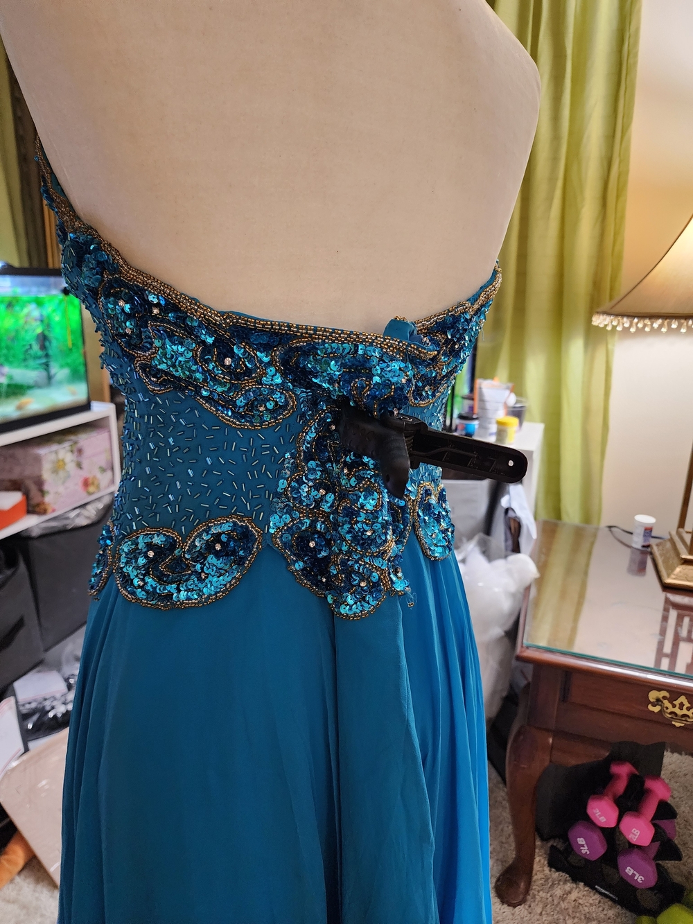 Beaded Halter Maxi Dress in Teal 12/14 - Picture 8 of 8